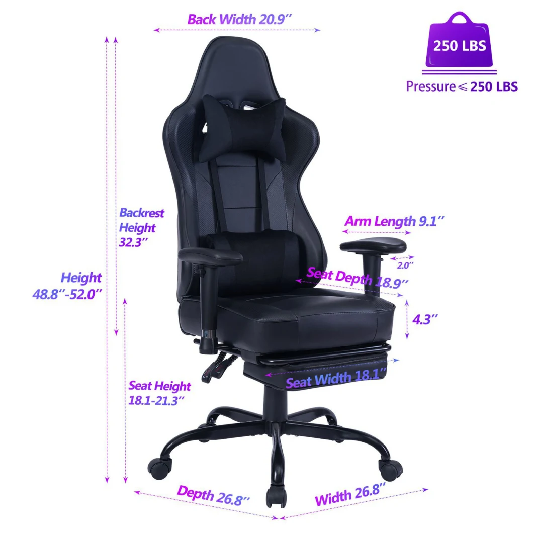 Racing Style Gaming Chair Sedia Di Gioco Adjustable Armrest Swivel Gaming Chair with Footrest