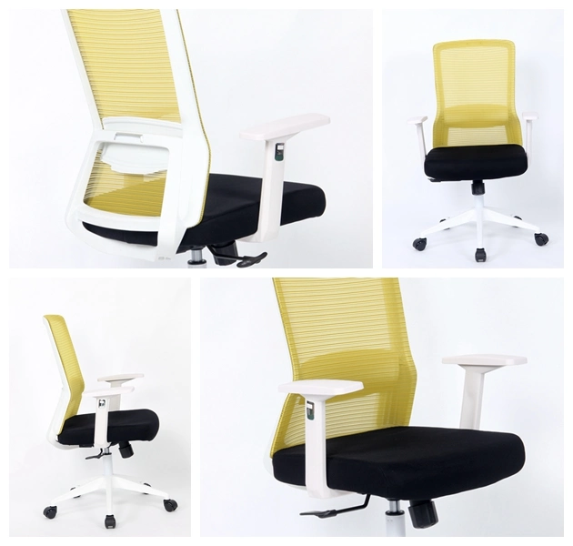 Office Chair Ergonomic Desk Rotatable MID Back Mesh Chair with Adjustable, Wheels, Arms and Waist Support Black&Yellow