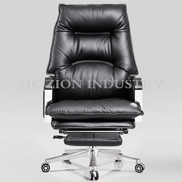 Luxury Ergonomic Office Chair Executive Boss Office Chairs Gaming Cowhide Brown Rotating High End Reclining Office Chair with Footrest and Massage