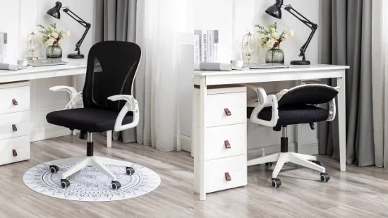 접이식 편안한 통기성 메쉬 미드백 책상 의자, 높이 조절 가능, 인체 공학적, 회전 가능, 접이식